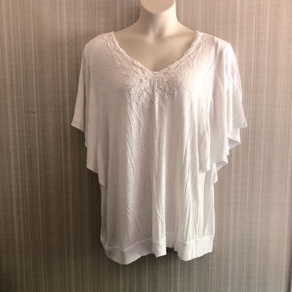 N.W.D Flutter Sleeve White Top